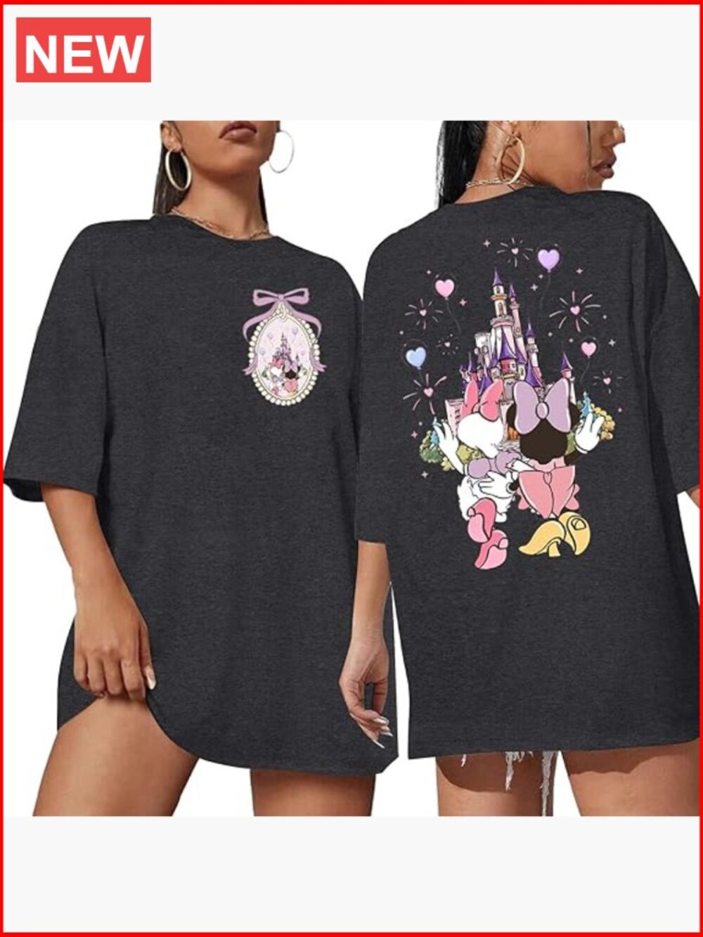 Oversized Magic Kingdom Castle Graphic Tee for Women Family Vacation Trip